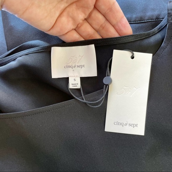 {Cinq a Sept} Scarlett Silk Satin Tie-Front Long Sleeve Blouse, Size S, NWT - Picture 8 of 9